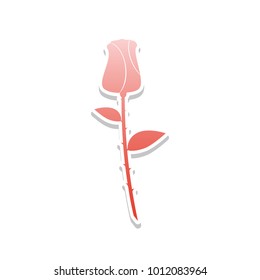 Rose sign illustration. Vector. Reddish icon with white and gray shadow on white background. Isolated.