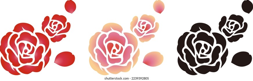 Rose silhouette 3 variations set