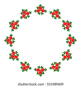 Rose silhouette circularly shaped frame