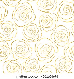Rose silhouette flower illustration. Vector seamless pattern of stylized yellow roses.