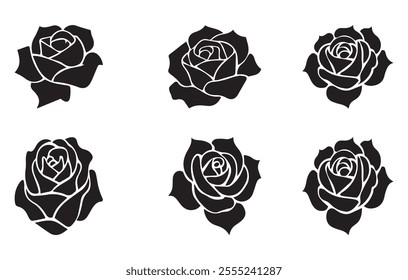 A rose silhouette is a minimalistic outline or filled shape