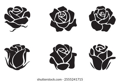 A rose silhouette is a minimalistic outline or filled shape