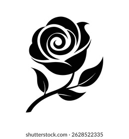 Silueta de rosa sobre fondo blanco