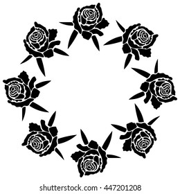 Rose silhouette is shaped circular frame