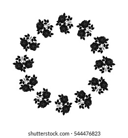 Rose silhouette is shaped circular frame