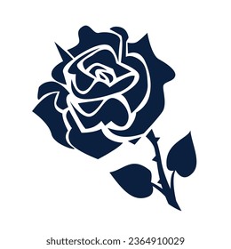 silueta rosa. diseño de tatuajes de rosa. silueta negra vectorial de la flor rosa aislada en fondo blanco. Ilustración vectorial. rosa dibujado a mano. elementos para tatuajes, tarjeta de saludo, invitación a la boda.