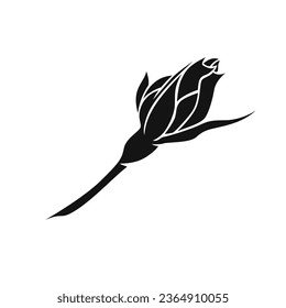 silueta rosa. diseño de tatuajes de rosa. silueta negra vectorial de la flor rosa aislada en fondo blanco. Ilustración vectorial. rosa dibujado a mano. elementos para tatuajes, tarjeta de saludo, invitación a la boda.