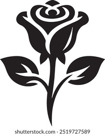 Rose silhouette vector art design features elegant, minimalistic outlines of roses, perfect for creating artistic, floral graphics, logos, patterns, and decorative elements.