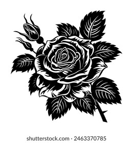 rose silhouette vector art illustration 