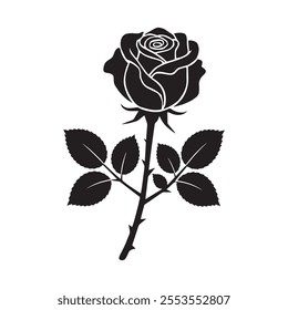 Rose Silhouette Vector Design, Beautiful Rose Silhouette Clipart for Graphic Designers