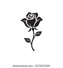 rose silhouette vector design with a white background