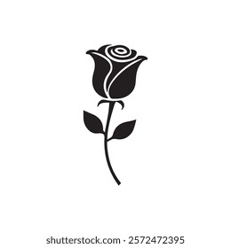 rose silhouette vector design with a white background