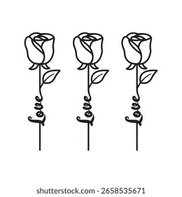 Rose Silhueta vetor design com fundo branco, Design Vetor de Flor Minimalista