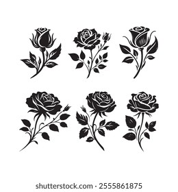 Rose silhouette vector for graphic Projects