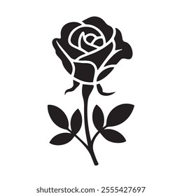 Rose silhouette vector icon art illustration 