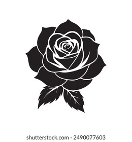 Rose silhouette vector illustration on a white background.