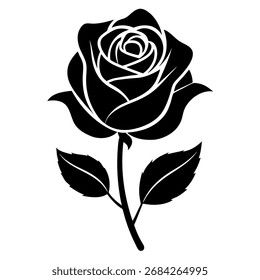 Ilustración vectorial de silueta de rosa sobre fondo blanco – Elemento de diseño floral