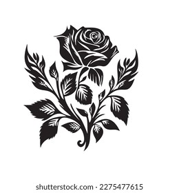 Rose silhouette vector logo in black color icon simple shapes, minimalist style isolated on white background. eps 10