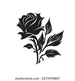 Rose silhouette vector logo in black color icon simple shapes, minimalist style isolated on white background. eps 10