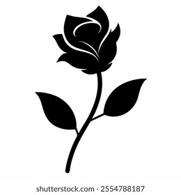 Rose  silhouette vector on white background 