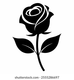 Rose Silhouette Vector on white background