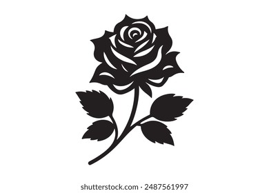 Rose Silhouette Vektorgrafik Stil Kunst