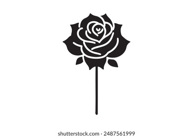 Rose Silhouette Vektorgrafik Stil Kunst