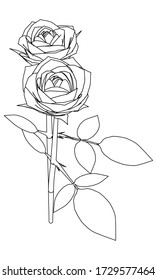 Rose silhouettes vector illustration. Roses stencils isolated on white background