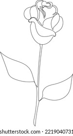 Dibujo de contorno simple rosa, en el estilo del arte de línea, una línea. Estilo moderno de moda para sus soluciones creativas, para historias
