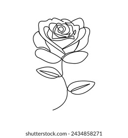 Rose single continuous one line out line vector art  drawing  and tattoo design
