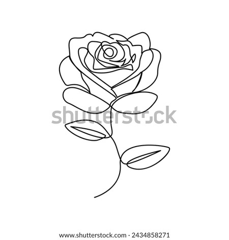 Rose single continuous one line out line vector art  drawing  and tattoo design
