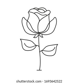 Rose sketch. Black outline on white background. Vector illustration.