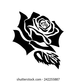 Rose sketch. Black outline on white background. Vector illustration.