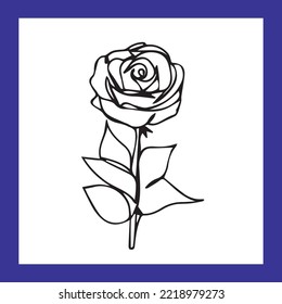 Rose sketch design made with a rectangular violet artboard