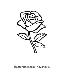 Rose sketch. Flower design element. Vector illustration. Elegant floral outline design. Gray symbol isolated on white background. Abstract rose. Good for design, logo or decoration