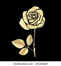 Rose Sketch Golden Outline On Black Stock Vector (Royalty Free ...