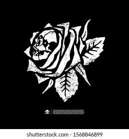 Rose and skull. Design for printing on t-shirts, stickers and more. Vector.