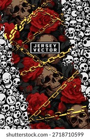 ROSE UND SCHÄDEL MUSTER FÜR JERSEY UNIFORM DESIGN