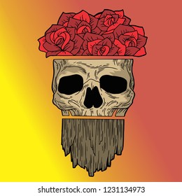 rose skull vector
