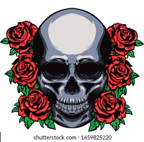 Rose and skull vector illustration