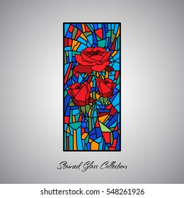 Rose stained glass decorative pattern colored mosaic