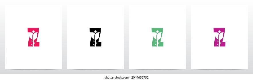 Rose con el diseño de logotipo Stem On Letter Z