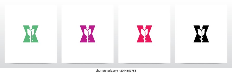 Rose With Stem On Letter Logo Design X