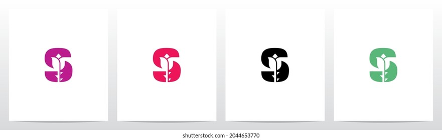 Rose mit Stem On Letter Logo Design S