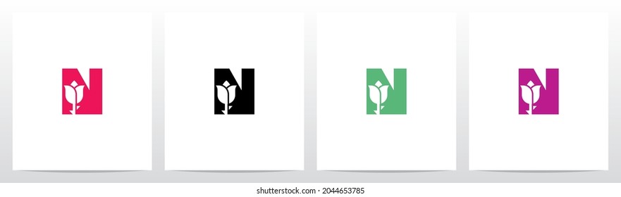 Rose con diseño de logotipo Stem On Letter N