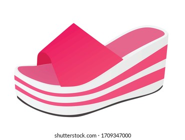 Rose striped woman sandal. vector illustration