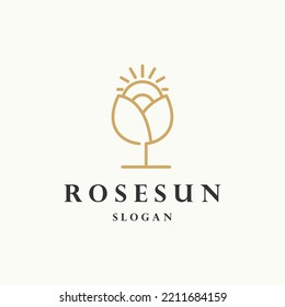 Rose sun logo icon flat design template  - Shutterstock ID 2211684159