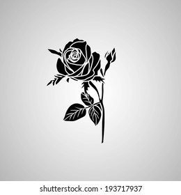 Rose Tattoo Black Silhouette Branch Flowers Stock Vector (Royalty Free ...