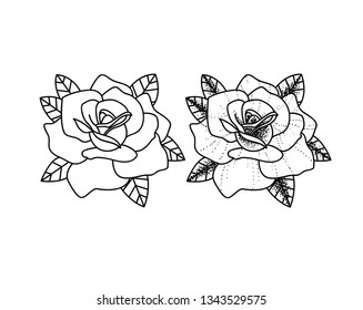 Rose tattoo art dot work old school