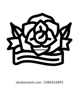 rose tattoo art vintage line icon vector. rose tattoo art vintage sign. isolated contour symbol black illustration